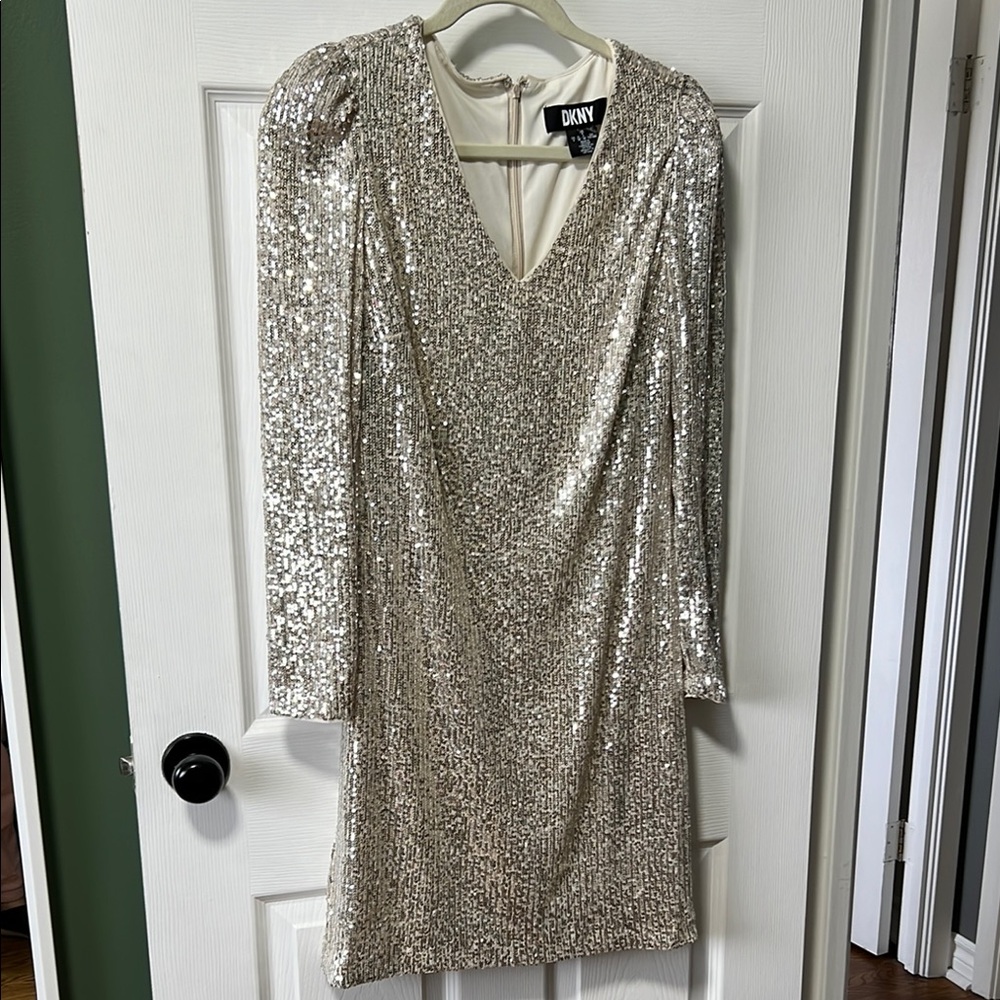 DKNY Silver Sequin Dress